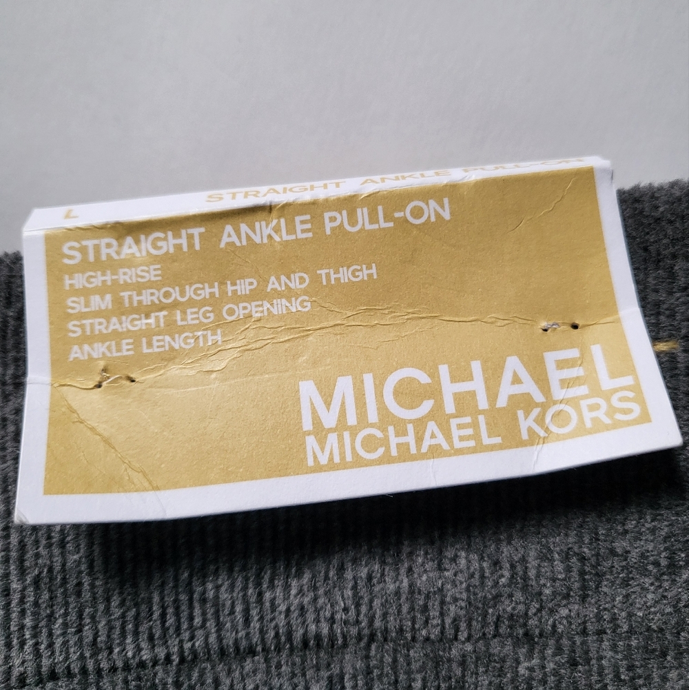 Michael Kors Women's corduroy leggings pull-on pants MK logo size M L XL gray - Picture 3 of 6